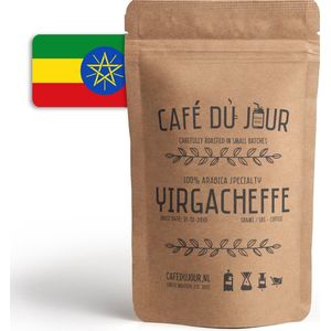 Café du Jour 100% arabica specialiteit Yirgacheffe 250 gram vers gebrande koffiebonen