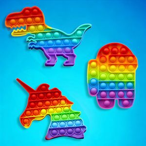 Klikkopers® - Fidget Toys Pakket - Pop It - Among Us - Eenhorn - Dino - 3 stuks