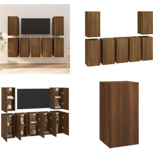 vidaXL Tv-meubels 7 st 30-5x30x60 cm bewerkt hout bruineikenkleurig - Tv-kast - Tv-kasten - Tv-meubel - Tv-meubel Met LED-verlichting