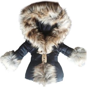 BamBella® Winterjas zwart - Maat 92- Luxe Bontkraag jas Imitatiebont jas kind zwart kinderjas jasje met grote bontkraag