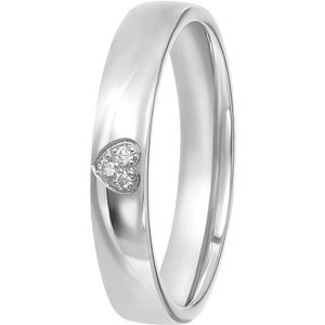 Lucardi Dames Vriendschapsring Nis diamant 0,03ct - Ring - Cadeau - Moederdag - Echt Zilver - Zilverkleurig