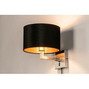 Lumidora Wandlamp 31109 - Voor binnen - SIENA - E27 - Zwart - Goud - Staalgrijs - Metaal