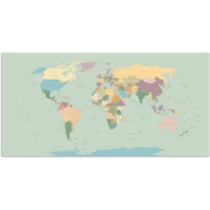 Poster 150x75 cm - Wereldkaart - Realistisch - Kaart - Posters - Kamer decoratie - Wanddecoratie woonkamer - Muurdecoratie slaapkamer