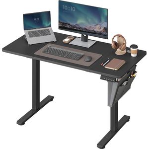 FurnStar - Verstelbaar Bureau Tafel - In Hoogte Verstelbaar Bureau Elektrisch - 70 x 160 x (72-120) cm - Geheugenfunctie voor 4 Hoogtes - Voor Thuiskantoor - Werkkamer - Inktzwart