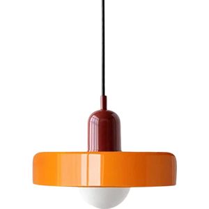 Blyx® - Plafondhanglamp - Retro Glazen Kroonluchter - Woonkamer - Eetkamer - Slaapkamer - Verlichting - Decoratie - E27 - Led - H20xD25cm - Oranje rood