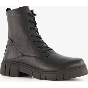 Hush Puppies leren dames veterboots zwart - Maat 38 - Uitneembare zool