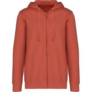 Biologische unisex sweater 'Terry' met capuchon en rits Washed Pomelo - L