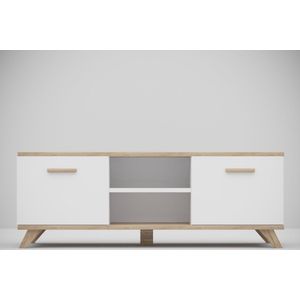 Meubel Square - TV-meubel SINDI – 150cm - Wit / Eiken - Scandinavische stijl