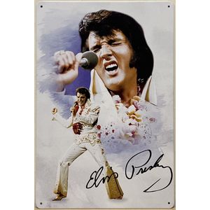 Elvis presley 2 foto's Reclamebord van metaal METALEN-WANDBORD - MUURPLAAT - VINTAGE - RETRO - HORECA- BORD-WANDDECORATIE -TEKSTBORD - DECORATIEBORD - RECLAMEPLAAT - WANDPLAAT - NOSTALGIE -CAFE- BAR -MANCAVE- KROEG- MAN CAVE