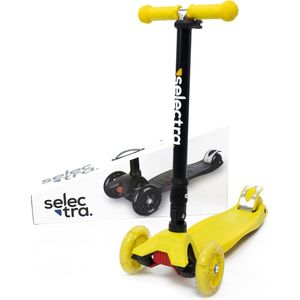Selectra kinderstep met 4 lichtgevende wielen ��– Kick step voor kinderen van 3 t/m 9 jaar – Led scooter met click and ride functie - Geel