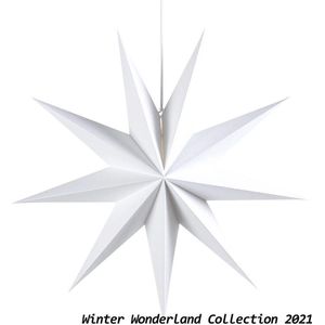 Trendy mat witte Kerstster van 60 cm - WinterWonderland - Grote Kerstster - koord - Wit - 2023