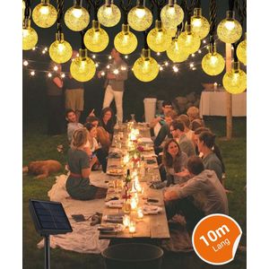 TIGIOO Tuinverlichting op Zonne energie - Lichtsnoer Licht Slinger - Party Verlichting - Feestverlichting - Lampjes Slinger Solar verlichting buitenverlichting 100 Stuks  - 12 meter