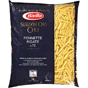 Barilla Selezione Oro Chef Pennette Rigate Nr. 72 pasta met korte buis harde tarwegriesmeel - zak van 3 kg