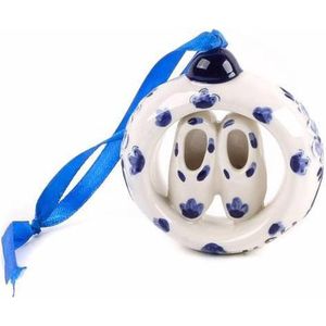 Kersthanger ring met klompjes - Matix - Kerstbal Keramiek - Delfts blauw - per stuk