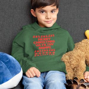 Kerst Hoodie Groen Kind - Merry Christmas Ya Filthy Animal Red (9-11 jaar - MAAT 134/140) - Kerstkleding voor jongens & meisjes
