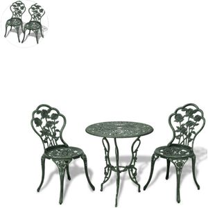 Balkonset 2 personen - Tuinset - Bistroset - Groen - Weerbestendig - 3 delig - Tuintafel en 2 stoelen - 2 personen - Gietaluminium