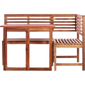 vidaXL Bistroset 2-delig - Massief Acaciahout Tafel - Bank - Acacia - Buitentijd - Lounge