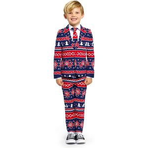 OppoSuits Kids Nordic Noel - Jongens Kerstpak - Kerst Outfit - Blauw/Rood - Maat: EU 122/128