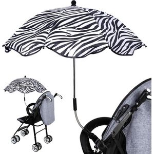 BabySun Parasol voor kinderwagen, parasol voor pasgeborenen, universele zonwering voor pasgeborenen en opvouwbaar, met houder voor eenvoudige montage, zebra