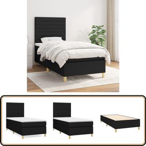 vidaXL Boxspring - Zwart - 100x200 cm - Inclusief Matras Boxspringbed - Pocketvering - Tweepersoonsbed - Slaapkamer Meubilair - Zwarte Bedbank