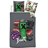 Minecraft Dekbedovertrek Boom! - Eenpersoons - 140 x 200 cm - Polyester