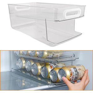 Koelkastorganizer, blikdispenser voor 330 ml/500 ml, BPA-vrij, tweelaagse rollende blikhouder, opbergdoos, koelkast voor dranken, bier, frisdrank, conserven