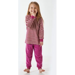 Schiesser - Pyjama lang kinderen - Gestreept bessenkleurig - Maat 128