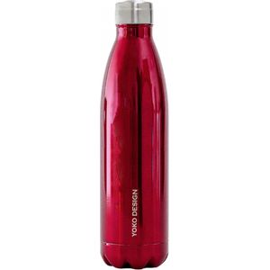 Drinkfles rood 750 MLs-sThermosfless-sYoko Design Geïsoleerds-sDubbelwandigs-sMetaals-sRozes-s0.75 liter