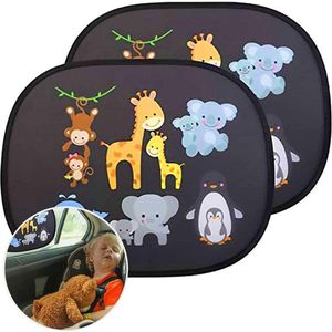 Autozonnescherm Baby's 2 Stuks - Kinderautoruiten Schildvizier - Zijruitzonnescherm Auto's - Opbergtas Uv-Zonnebescherming - 44x36cm - Voertuigen Past - URAQT - Zonnescherm