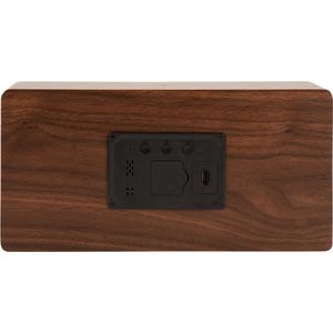 Table clock Boxed LED dark wood veneer