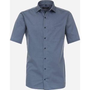 CASA MODA modern fit overhemd - korte mouw - popeline - blauw - Strijkvriendelijk - Boordmaat: 45