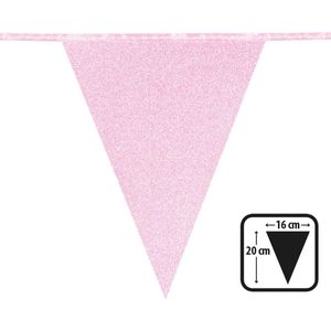 Boland - Glittervlaggenlijn lichtroze Roze - Glitter & Glamour - Glitter - Glamour - Feestversiering - Babyshower