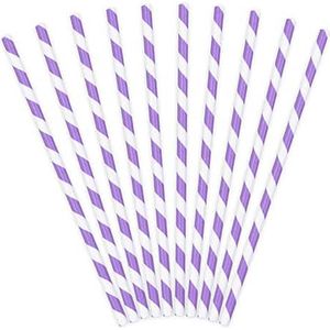 Partydeco - Rietjes Stripes Wit/Lavendel (10 stuks)