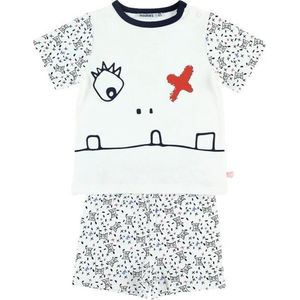 Noukie's - Zomer pyjama - Voor jongens - Draak - 3 jaar 98  - gebroken wit /blauw