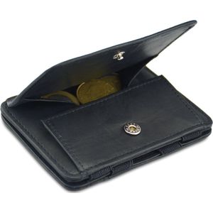 Hunterson compacte Portemonnee voor heren en dames uit leder, Kaarthouder met RFID-bescherming, Portefeuille met muntvak en plaats voor 6 kaarten, Magic Wallet, Zwart