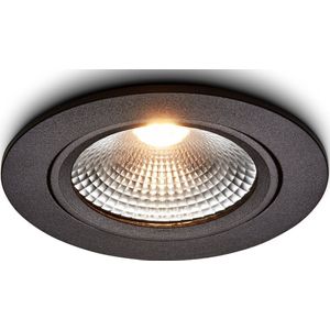 Ledisons LED-inbouwspot Cormo zwart 5W dimbaar - Ø90 mm - 5 jaar garantie - 4000K (neutraal-wit) - 450 lumen - 5 Watt - IP54