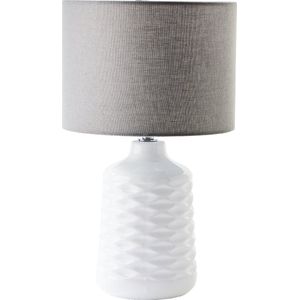 Brilliant Ilysa tafellamp 42cm wit/grijs, keramiek/metaal/textiel, 1x D45, E14, 40 W