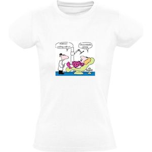 Tandarts vulling Dames T-shirt - gebit - gaatjes vullen - chocolade - tanden - kiezen - grappig