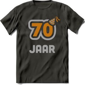 70 Jaar Feest T-Shirt | Goud - Zilver | Grappig Verjaardag Cadeau Shirt | Dames - Heren - Unisex | Tshirt Kleding Kado | - Donker Grijs - 3XL