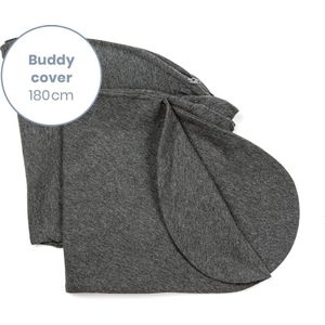 Doomoo Buddy Cover - Hoes voor Voedingskussen Buddy - Biologisch Katoen - 180 cm - Chine Anthracite