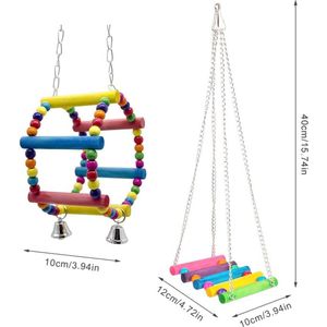 Vogelspeelgoed, vogelspeelgoed voor papegaaien, 2 stuks, speelgoed voor papegaai, hangende schommel voor papegaaien, parkieten, aras, vinken