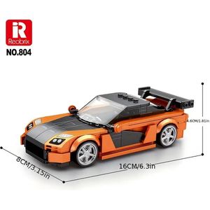 Bouwstenen Technic - Blauwe Race auto | Mini Racewagen met Display Box Bouwstenen | 356 Bouwstenen | (compatibel met Lego en Lego technic)