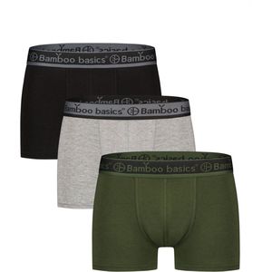 Comfortabel & Zijdezacht Bamboo Basics Liam - Bamboe Boxershorts Heren (Multipack 3 stuks) - Onderbroek - Ondergoed - Zwart, Army & Grijs - M