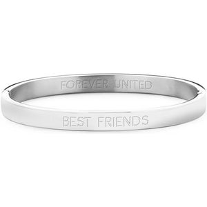 Key Moments in Color 8KM BC0055 Stalen Bangle met tekst - Best friends - Grootte 58 x 50 mm - Zilverkleurig