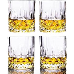 wisky glas - cadeauset voor mannen, papa, tumbler voor Scotch, cocktail, rum - Whiskyglazen 4pcs