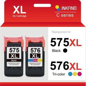 INKFIND 575XL 576XL Inktcartridge compatibel met Canon575 Canon 575 Canon576 Canon 576 Canon PG-575 PG-575XL CL-576 CL-576XL Hoge Capaciteit / 2-pack Zwart en Kleur
