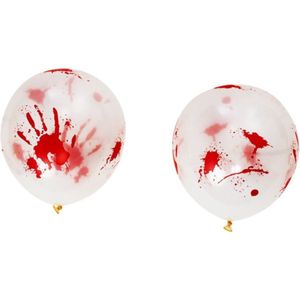 Smiffys - Bloody Balloons, 30cm Halloween Decoratie - Balonnen - Transparant/Rood