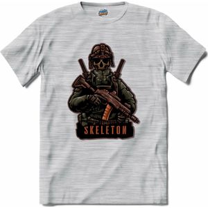 Tactical skelet | Airsoft - Paintball | leger sport kleding - T-Shirt - Unisex - Donker Grijs - Gemêleerd - Maat L