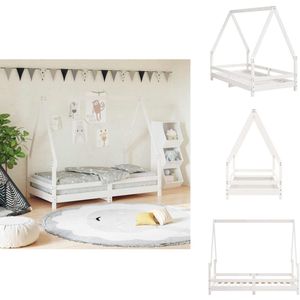 vidaXL Kinderbedframe - Kinderbedframes - Kinderbed - Peuterbed - Kinderbedframe 80x160 cm massief grenenhout wit