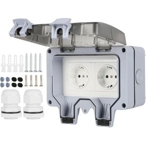 Waterdichte buitenstopcontacten 16 A IP66 met deksel voor tuin keuken garage (kleur: 2Way)